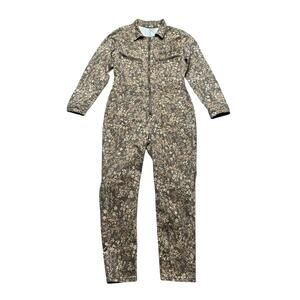 FREE PEOPLE Lennox Printed Jumpsuit Tan Brown Floral Long Sleeve Women's Size‎ L